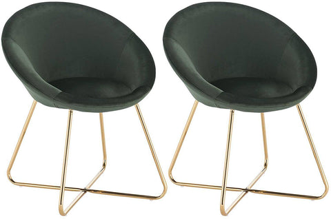 Rootz Set van 2 eetkamerstoelen - Fluweel gestoffeerd - Vergulde metalen poten - Comfortabel en stevig - Vloerbescherming - 76 cm x 36 cm x 40 cm