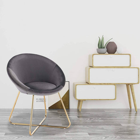 Rootz set van 2 eetkamerstoelen - met fluweel beklede stoelen - vergulde metalen poten - comfortabel, duurzaam, vloerveilig - 76 cm x 36 cm x 40 cm