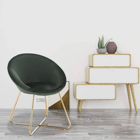 Rootz Set van 2 eetkamerstoelen - Fluweel gestoffeerd - Vergulde metalen poten - Comfortabel en stevig - Vloerbescherming - 76 cm x 36 cm x 40 cm