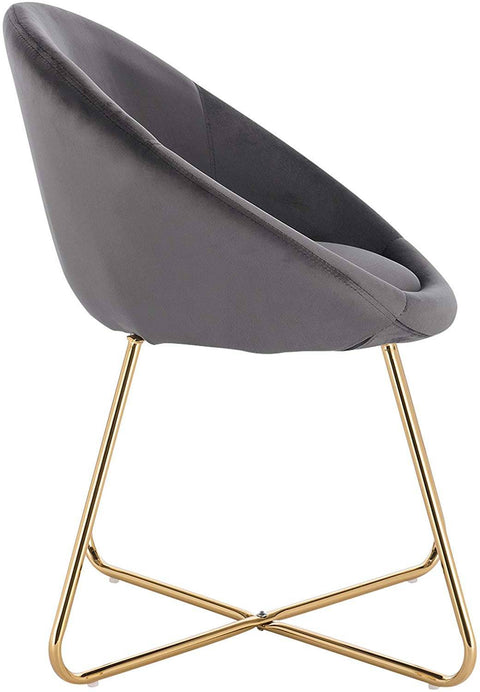 Rootz set van 2 eetkamerstoelen - met fluweel beklede stoelen - vergulde metalen poten - comfortabel, duurzaam, vloerveilig - 76 cm x 36 cm x 40 cm