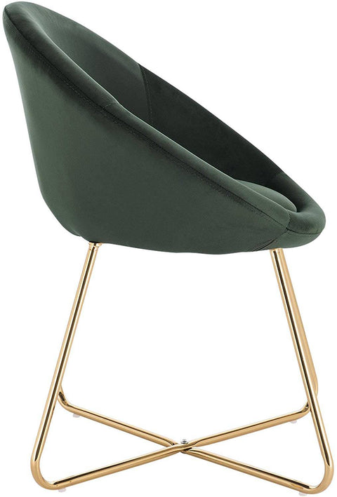 Rootz Set van 2 eetkamerstoelen - Fluweel gestoffeerd - Vergulde metalen poten - Comfortabel en stevig - Vloerbescherming - 76 cm x 36 cm x 40 cm