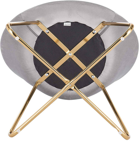 Rootz Set of 2 Dining Chairs - Velvet Dining Seats - Gold-Plated Crossed Legs - Comfortable & Soft, Sturdy & Durable, Floor Protection - Light Gray - 76cm x 36cm x 40cm