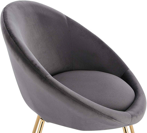 Rootz set van 2 eetkamerstoelen - met fluweel beklede stoelen - vergulde metalen poten - comfortabel, duurzaam, vloerveilig - 76 cm x 36 cm x 40 cm