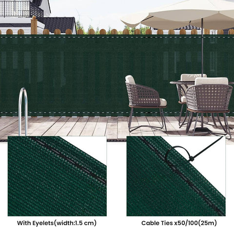 Rootz Privacy Fence Panel - HDPE Sun Shade Net - Green Garden Fence - Weatherproof Outdoor Screen - 1m x 20m - UV Protection - Privacy Barrier