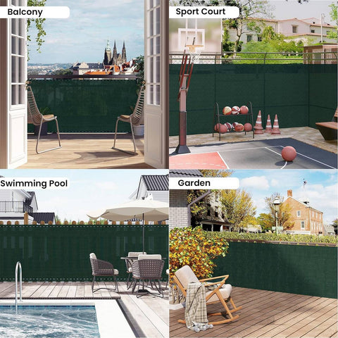 Rootz Privacy Fence Panel - HDPE Sun Shade Net - Green Garden Fence - Weatherproof Outdoor Screen - 1m x 20m - UV Protection - Privacy Barrier