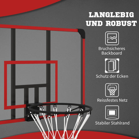 Rootz Basketball Hoop Set - Wall Mounted Hoop - Adjustable Height - Durable Steel Frame - Indoor/Outdoor - 113cm x 61cm x 73cm