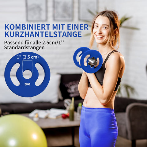 Rootz 2 x 5kg Weight Plates - Weight Set - Home Gym Plates - Durable Plastic - Ø20cm x 4cm - Ideal for Strength Training