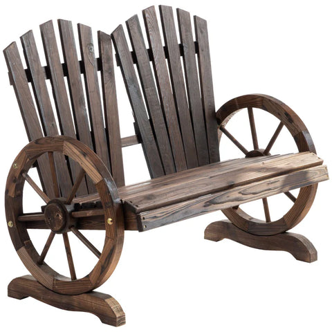 Rootz Garden Bench with Armrests - Bench - Garden Furniture - Rustic Bench - Solid Wood - Dark Brown - 108 x 66 x 95 cm