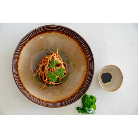 Rootz Comporta Pasta Plate Set - Dinnerware - Chip-Proof Plates - Crackle Glaze - 22cm x 22cm x 5cm