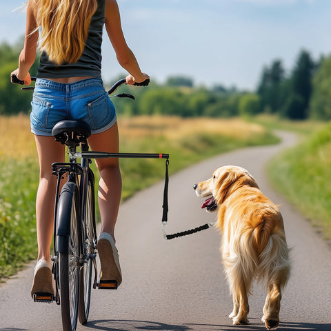 Rootz Bicycle Dog Leash - Elastic Rope - Tubular Steel - Shock-Reducing Design - 124cm Length - Keep Dogs Safe on Bike Rides
