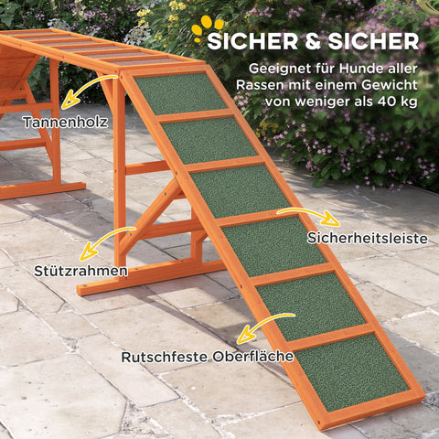 Rootz Agility Dog Ramp - Training Course - Non-Slip Pet Ramp - Weatherproof Wood - Confidence Boost - 325cm x 55cm x 69cm