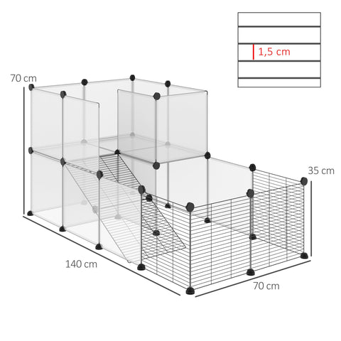 Rootz Small Animal Enclosure - DIY Modular Cage - Habitat - Customizable Design - 140cm x 70cm x 70cm - Ideal for Guinea Pigs, Rabbits, Chinchillas