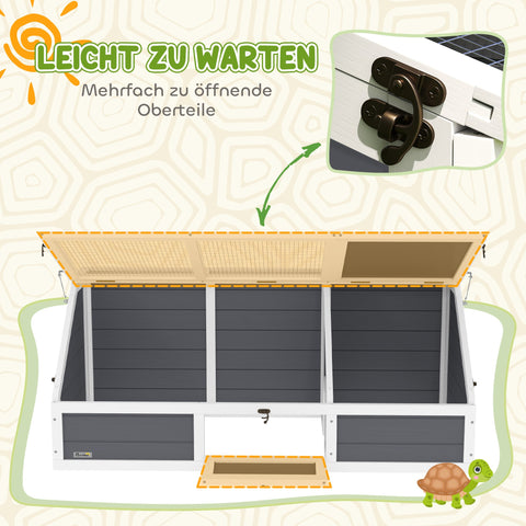 Rootz Turtle Box Outdoor Enclosure - Turtle House - Reptile Habitat - Easy Access - 120x55x20/50cm