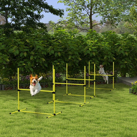 Rootz Dog Agility Set - 4 Piece Puppy Training Kit - Obstacle Course - Adjustable Height - Indoor Outdoor - Lightweight - Yellow - 99cm x 65cm x 94cm