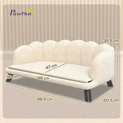 Rootz Dog Sofa Cat Bed - Pet Couch - Animal Lounger - Soft Velor Cushion - 98.5cm x 60.5cm x 35.5cm - Elegant Shell Design