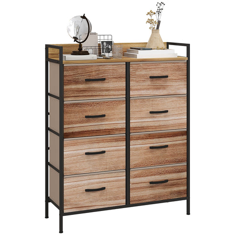 Rootz Furniture Rangement 8 Drawer Chest - Fabric Storage - Steel Frame - Durable & Stable - 79L x 29W x 101H cm