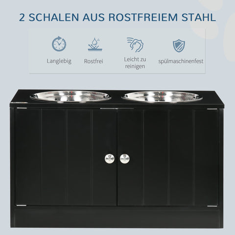 Rootz Elevated Feeding Station - Dog Feeder - Pet Food Stand - Stress-Relieving Design - 60L x 30W x 35.5H cm - 44L Storage Space - Black