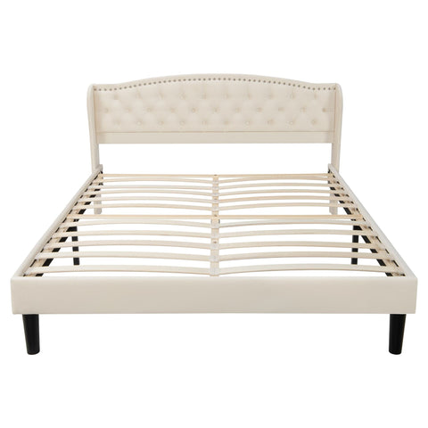 Rootz Soft Upholstered Bed - Velvet Bed - Button Decor - Luxurious Comfort - 212cm x 170cm x 100cm