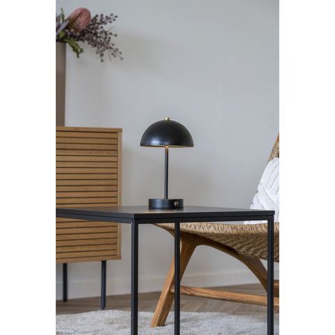 Rootz Table Lamp - Black/Brass Rechargeable Light - Metal Lamp - Portable Illumination - 15cm x 15cm x 25cm