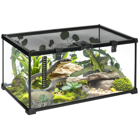 Rootz Reptile Box Terrarium - Habitat Enclosure - Animal Cage - Ventilated & Secure - 50cm x 30cm x 25cm - Ideal for Reptiles & Spiders