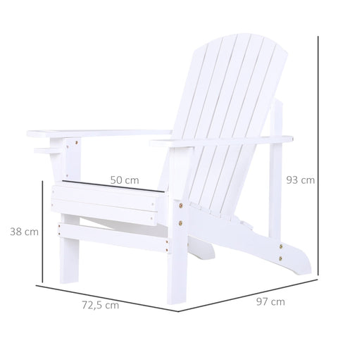 Rootz Adirondack Garden Chair - Outdoor Seating - Patio Chair - Ergonomic Design - High Backrest - Wide Armrests - 97W x 72.5D x 93H cm - Fir Wood