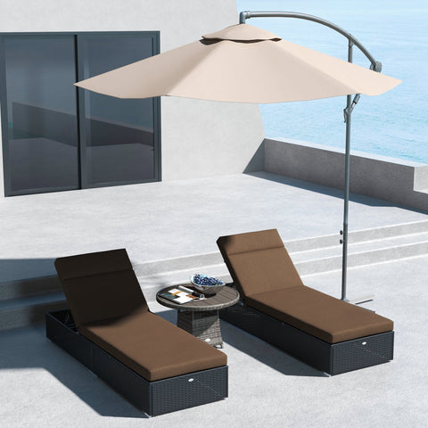 Rootz Set of 2 Sun Lounger Cushions - Seat Mattress - Deck Chair Pads - Optimal Comfort - 196L x 55W x 8H cm - Brown