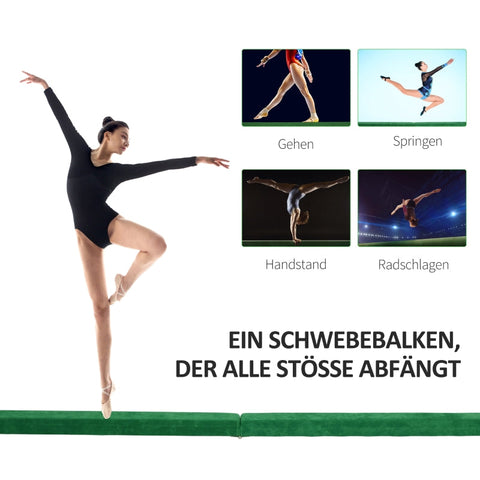 Rootz Folding Gymnastics Balance Beam - Training Beam - Suede Cover - Non-Slip Feet - Stainless Steel Hinges - Pinewood - 210cm x 10cm x 6.5cm
