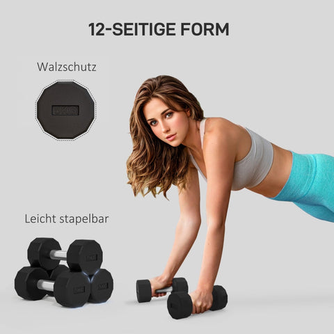 Rootz Square Dumbbells Set - Non-Rolling Dumbbells - Rubber Coated - Metal Core - Non-Slip Handle - Space Saving - 25L x 9.5W x 9.5H cm