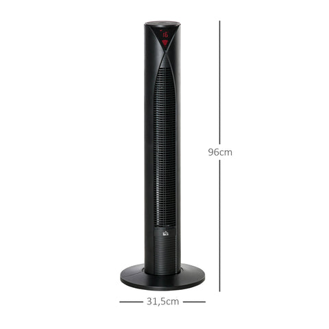 Rootz Quiet Column Fan - Tower Fan - Cooling Appliance - 70° Oscillation - Energy Saving - 31.5 x 31.5 x 96 cm - Black
