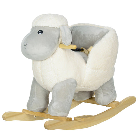 Rootz Rocking Horse Cute Sheep - Rocking Toy - Plush Animal - Sound Effects - Promotes Balance - 68cm x 35cm x 55cm