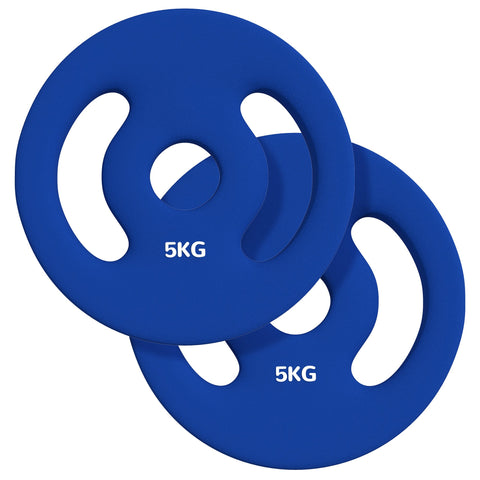 Rootz 2 x 5kg Weight Plates - Weight Set - Home Gym Plates - Durable Plastic - Ø20cm x 4cm - Ideal for Strength Training
