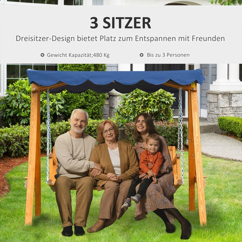 Rootz 3-Seater Hollywood Swing - Porch Swing - Garden Swing - Weather-Resistant Polyrattan - Holds up to 360kg - 198W x 124D x 179H cm