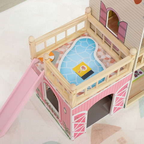Rootz 3-Story Dollhouse - Playhouse - Doll House - Promotes Imagination - 114.5cm x 32cm x 92.1cm