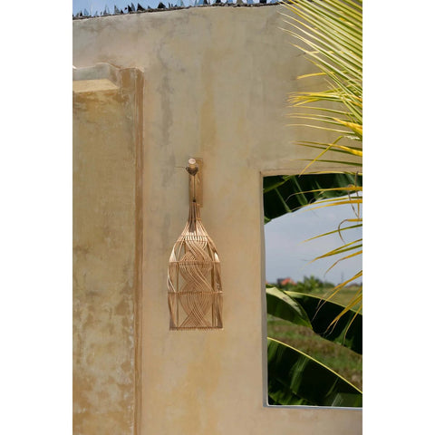 Rootz Garaffa Pendant Lamp - Versatile Rattan Light - Bottle-Shaped Lighting - 20cm x 20cm x 55cm