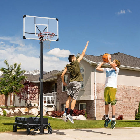 Rootz Portable Basketball Hoop - Adjustable Height Hoop Set - Basketball Hoop Stand - Extra-Wide Base - Easy Transport - 300-366cm x 128cm x 66cm