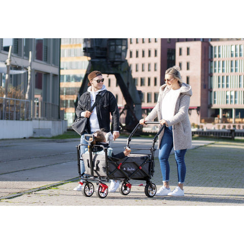 Rootz Folding Handcart - Collapsible Wagon - Portable Cart - Brake System - 120cm x 56cm x 67cm with Sunroof 99cm