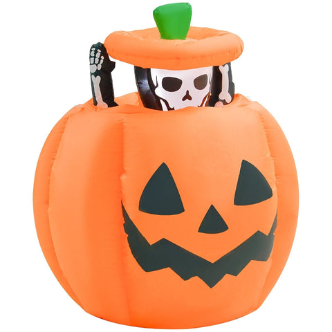 Rootz Halloween Inflatable Decoration - Skeleton Pumpkin - LED Lights - Weatherproof - Transform Home - 100cm x 100cm x 150cm