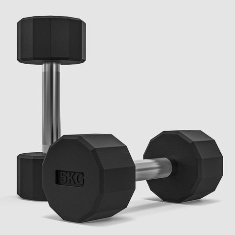 Rootz Square Dumbbells Set - Non-Rolling Dumbbells - Rubber Coated - Metal Core - Non-Slip Handle - Space Saving - 25L x 9.5W x 9.5H cm