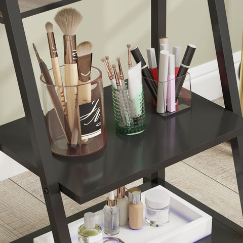 Rootz Rolling Full Length Mirror - Standing Mirror - Mobile Mirror - Two Shelves & Wheels - 42L x 37W x 155H cm - Black