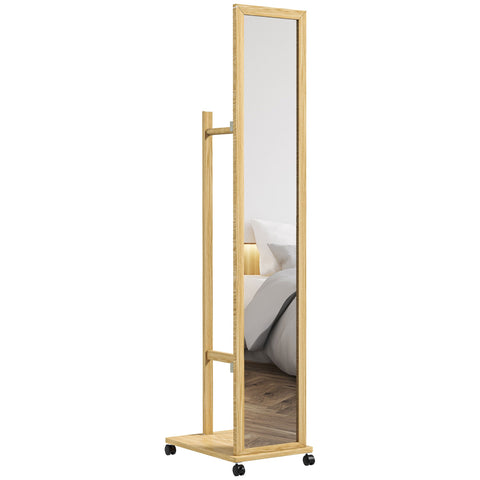Rootz Standing Mirror on Wheels - Mobile Reflector - Rolling Mirror - Multifunctional Storage - 35.5W x 49.5D x 167.8H cm