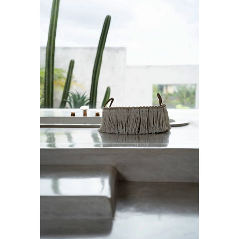 Rootz Boho Fringe Basket - Decorative Holder - Storage Container - Bohemian Style - 40cm x 17cm x 40cm