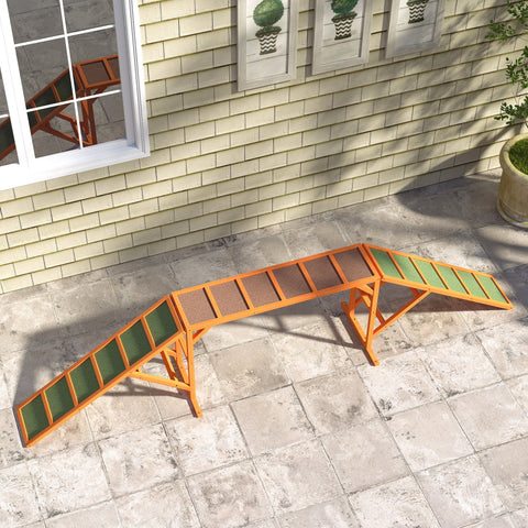 Rootz Agility Dog Ramp - Training Course - Non-Slip Pet Ramp - Weatherproof Wood - Confidence Boost - 325cm x 55cm x 69cm