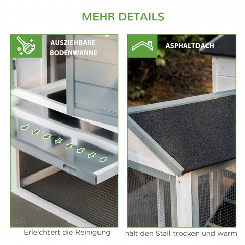 Rootz Chicken Coop - Winterproof Poultry House - Easy to Clean Hen House - Spacious and Secure - 200cm x 80cm x 130cm - Fir Wood and Steel Wire