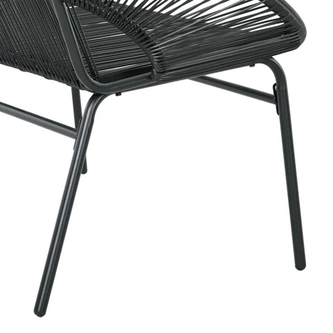 Rootz Rattan Chair - Garden Chair - Boho Style - Relax Chair - PE Rattan - Black - 132cm x 72cm x 83cm