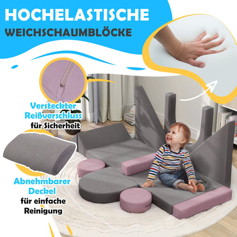 Rootz Modular Children's Sofa - Play Sofa - Building Blocks - Boosts Creativity - 150cm x 69cm x 49cm