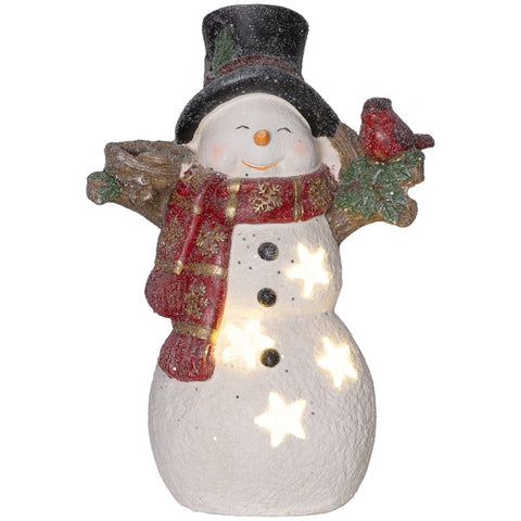 Rootz Snowman Christmas Decoration - LED Snowman Figure - Battery Operated - 38cm Tall - Festive Decor - 25cm x 15.5cm x 38cm