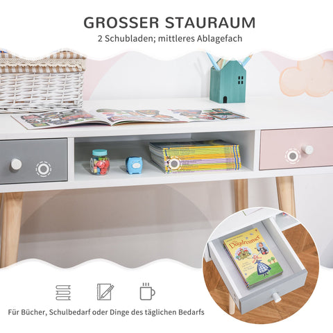 Rootz Children's Desk with Drawer - Kids Table - Multicolored Desk - Encourages Learning - 100 x 48 x 76.5 cm