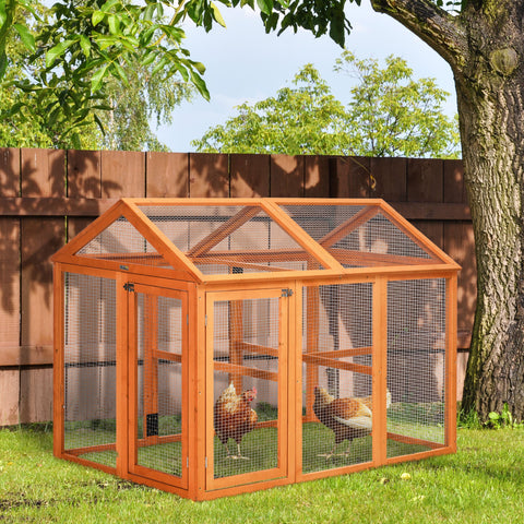 Rootz Wooden Chicken Enclosure - Chicken Cage - Metal Coop - 140 x 88.5 x 106 cm - Protects with Lockable Doors
