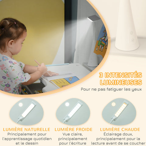 Rootz Children's Desk and Chair Set - Kids Study Desk - Adjustable School Desk - LED Lamp - Steel, PP, MDF - Desk: 70x50x80-105cm, Chair: 36x43.5x63-76cm