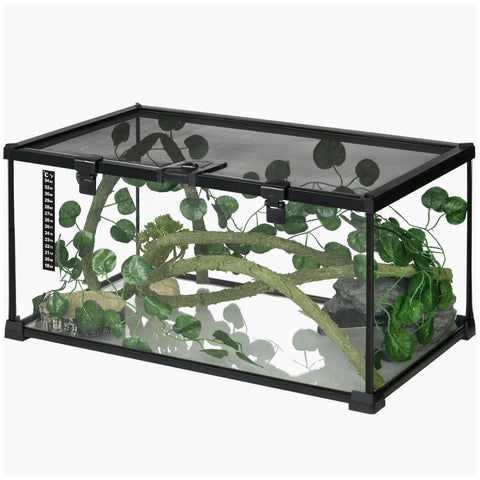 Rootz Reptile Box Terrarium - Habitat Enclosure - Animal Cage - Ventilated & Secure - 50cm x 30cm x 25cm - Ideal for Reptiles & Spiders